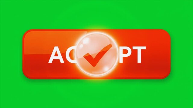 Red "ACCEPT" button with a glowing checkmark on a vibrant green background.