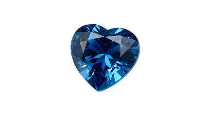 Fototapeta premium Beautiful heart shaped faceted blue sapphire gemstone mineral crystal isolated on transparent background