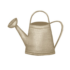 Metal Garden Watering Can Isolated on Transparent Background PNG © Daryna Digital Art