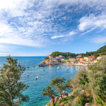 Amazing summer view of Adriatic sea coast in Budva Riviera near Przno village