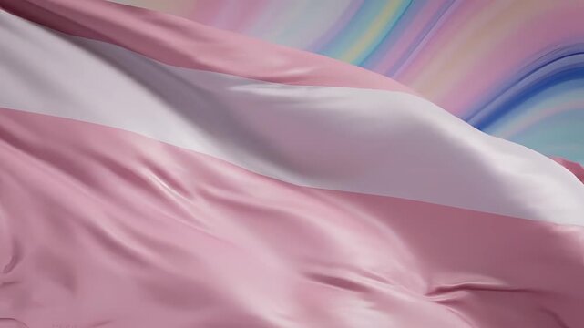 Abstract Flowing Fabric with Transgender Pride Colors and Iridescent Sheen.