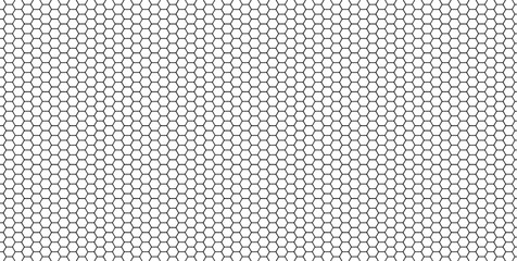 Seamless black outlined hexagon honeycomb grid vector pattern, clean geometric polygon lattice texture design and digital backgrounds. © Ink2Link