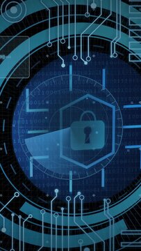 Vertical video: HUD starting after pulse, rotating sweep pulsing, revealing padlock securing data