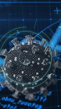 Vertical video: Reticle scanning, helix rotating causing sphere emerging and centering for analysis