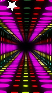 Vertical video: Star sprites entering neon tunnel, magenta bands pulsing inward to mimic motion