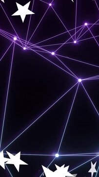 Vertical video: Top stars starting central network, nodes pulsing and lines shifting to show links
