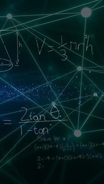 Vertical video: Math appearing causing nodes shifting, lines drawing and cone formula showing shape