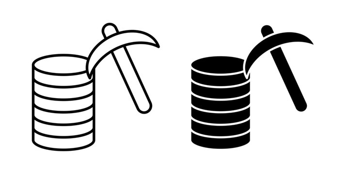 Data mining icon in outline and solid style, isolated on white background. Perfect for big data, analytics, and pattern recognition features in mobile and web design.