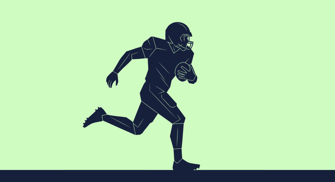 American Football Player Running with Ball Silhouette