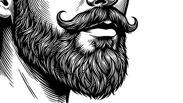 Stylish man with a full beard and handlebar mustache portrait