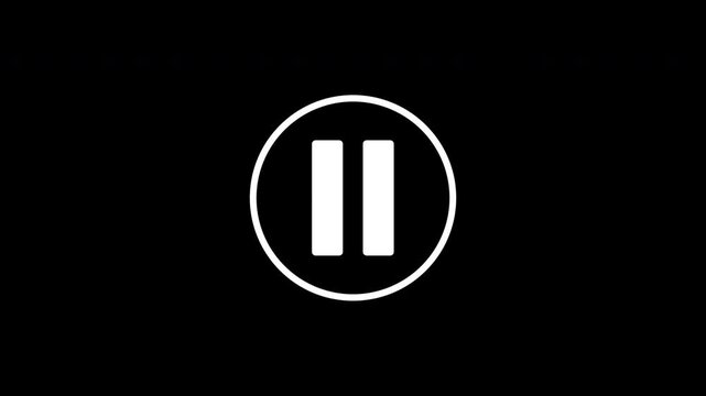 Minimal White Play to Pause Icon Animation with Circle Loop