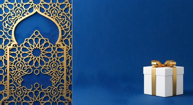 Elegant Islamic Arch and Gift Box Background