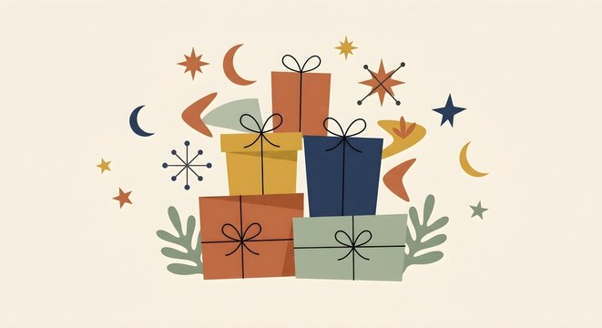 Flat Vector Eid Celebration Gift Illustration