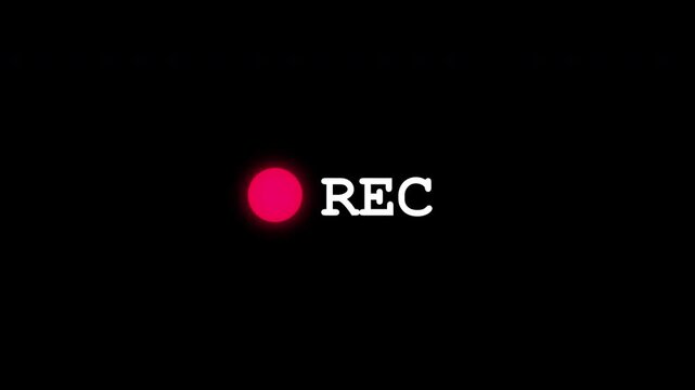 Minimalist 2D Recording Indicator: A crisp white solid blinker, dynamically animating on a stark black background, embodying sleek digital design.