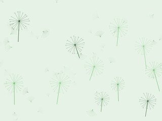 Obraz premium Floating Dandelion Seeds Dreamy Spring Pattern