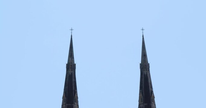 The spires of St Mary's Cathedral in Sydney, New South Wales, Australia.