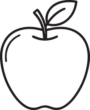 Simple Bold Outline Apple With Leaf And Stem Drawing