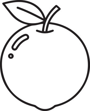 Clean Minimal Orange Line Art With Stem And Leaf