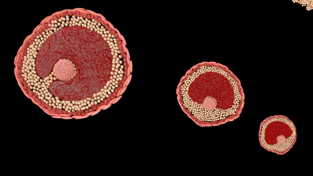 The development of an ovum (egg cell) occurs in two main phases: follicle maturation (Oogenesis) inside the ovary and early embryonic development after fertilization.
