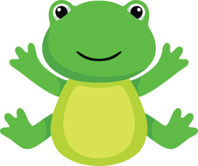 Naklejka premium Cute green frog with raised arms illustration