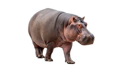 Large wild African hippo hippopotamus animal standing profile isolated on transparent background cut out © zubr-png