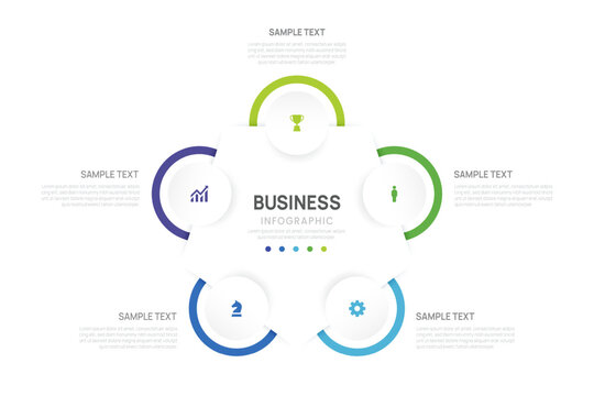 Business Infographic Pentagon Timeline Template with 3 Step process, label and circle design for business and presentation Vector Illustration.