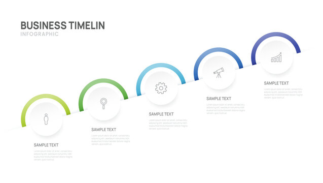 Business Infographic Timeline Template with 3 Step process, label and circle design for business and presentation Vector Illustration.