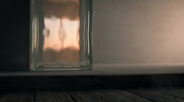 Distorted Reflection Behind Glass Representing Trauma, Emotional Isolation, and Fear of the Unknown Future