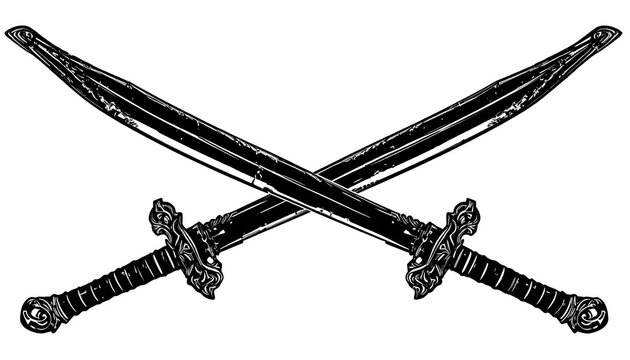 Crossed black ski poles on white background minimalist winter sports equipment