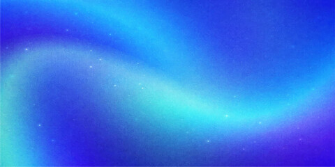 Abstract Blue Space Background with Glowing Stars and Light Waves © Md