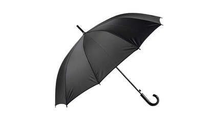 Open classic black rain umbrella weather protection fashion accessory on transparent background © Anatoli