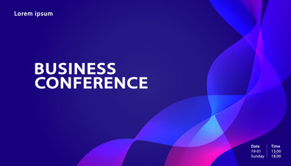 Business conference banner and corporate webinar presentation slide backdrop. Abstract flyer template featuring creative fluid shapes layout with text copy space for online seminar broadcasting  © 365 days studio