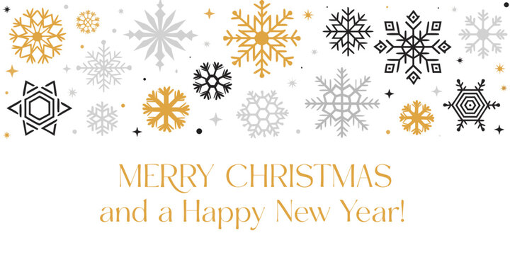 Floral vector design elements for Christmas and winter holiday decoration with snowflakes, stars, ornaments, and festive seasonal pattern