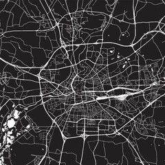 Obraz premium Rennes France Vector Map, Detailed City Street Map Black and White Minimalist Line Art