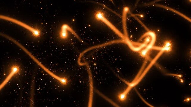 Abstract Golden Glowing Light Trails and Sparks Motion