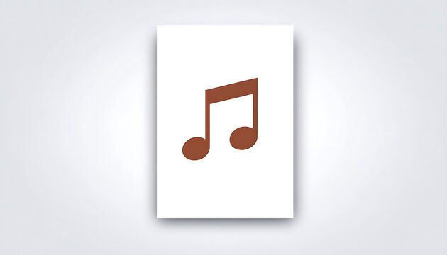 Brown eighth note musical symbol, simple melody icon, isolated on a white background, sound and audio element