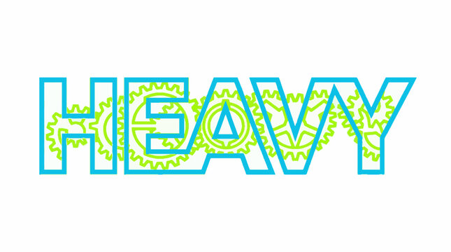 Heavy word typography with mechanical gear pattern inside letters