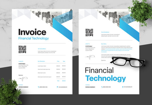 Blue And Black  Fintech Invoice Letterhead