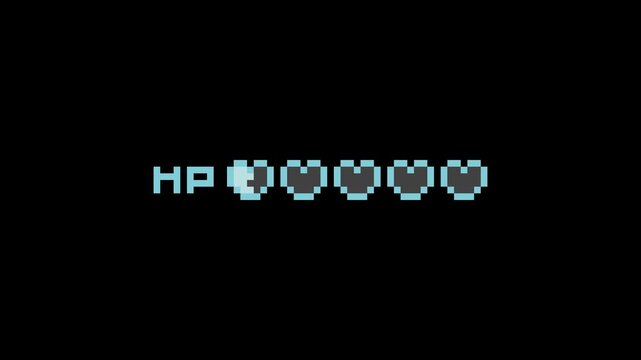 ドット絵のハートのHPライフ増減2種,透過背景,青