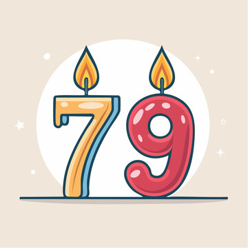 Number 79 Birthday Candles