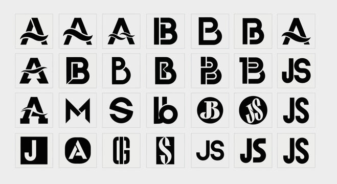 Stencil Letters and Symbols Collection: A, B, J, S, M, O, and Wave Icon
