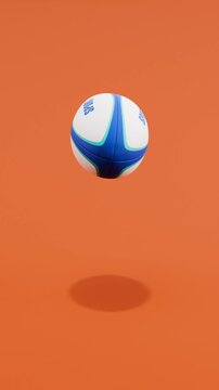 Floating Rugby Ball Spinning on Brown Background with Copy Space, Vertical Seamless Loop 3D Animation