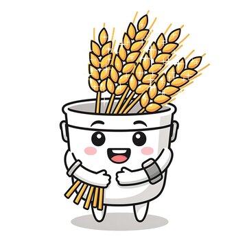 Cute smiling cartoon cup overflowing with golden stars illustration.