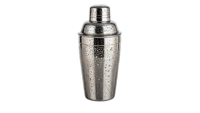 Stainless steel cocktail shaker bartender tool bar kitchen equipment on transparent background