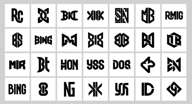 Abstract Geometric Logo Designs, Monogram Letters, Branding Elements, Corporate Identity