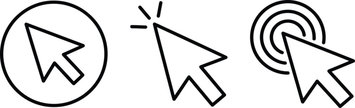 Minimal Cursor Arrow Icon Collection with Click Pointer Symbols for Web Navigation Interface Technology and Digital Design Projects