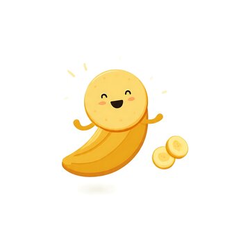 Cute smiling cartoon chick character with yellow feathers isolated on white.
