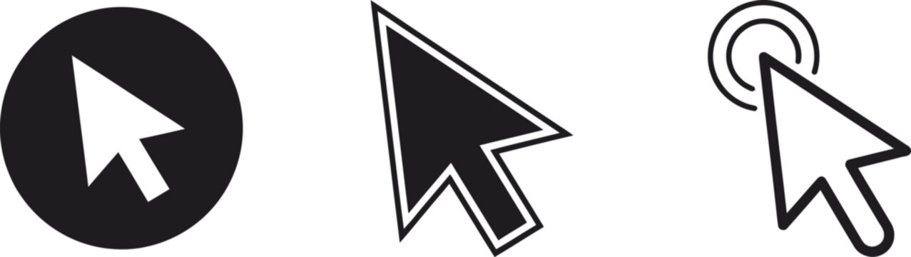 Modern Cursor Pointer Icon Collection Featuring Click Navigation Symbols, Arrow Selectors, and Digital Interface Elements for Web Design
