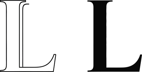 Elegant letter l variations black and outline typography design element © MdAkhlasur