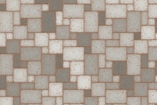 Grey concrete paving stone texture top view for architectural visualization and outdoor flooring design